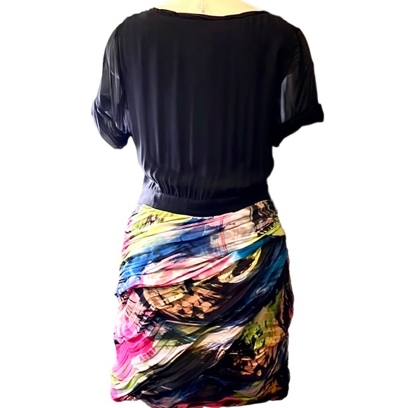 Diane Von Furstenberg Multicolor Print Ruched Mini Dress, size 10 - Picture 5 of 12